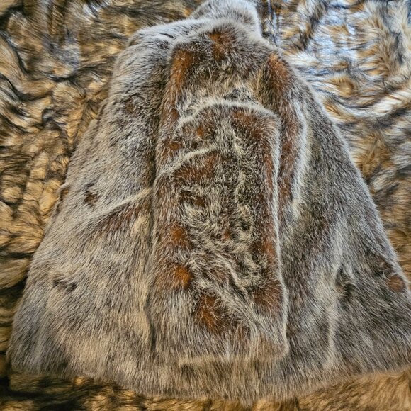 Vintage Dennis Basso Medium Tipped Fox Faux Fur Coat Silver Red - Picture 7 of 14